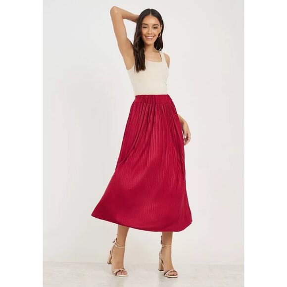 Flint & Moss Pleated Slip Maxi Skirt Size: XL Gorgeous Rose Pink Color - Picture 1 of 5